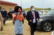 Minister Lindiwe Sisulu arrives at Sebokeng Watse Water treatment plant for oversight visit in the Emfuleni Local Municipality with Deputy Minister David Mahlobo